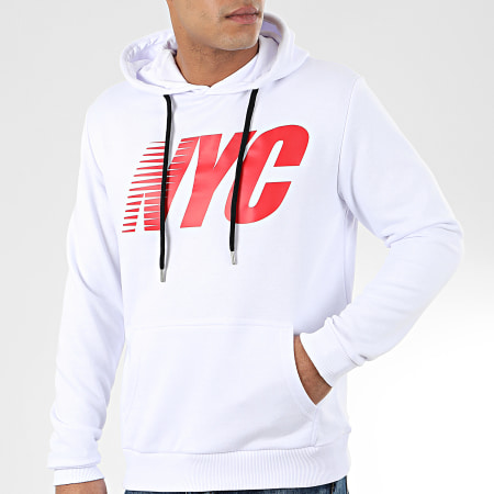Luxury Lovers - Sweat Capuche NYC Blanc Rouge