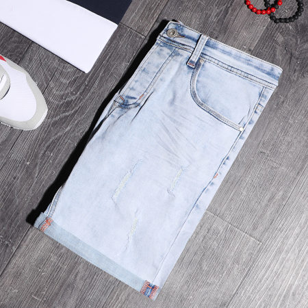 LBO - Pantalones cortos vaqueros con rotos BB006 Azul claro