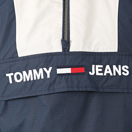 Tommy Jeans - Veste Outdoor A Bandes Colorblock Popover 7369 Bleu Marine Ecru