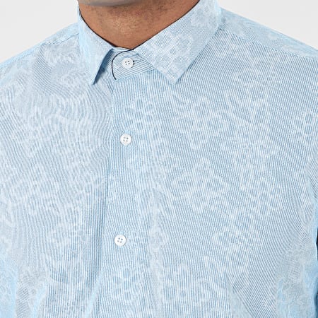 Paname Brothers - Chemise Manches Longues Floral CH88 Bleu Clair