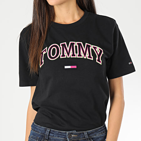 Tommy Jeans - Tee Shirt Femme Neon Collegiate 7540 Noir