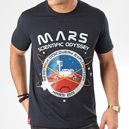 Alpha Industries - Tee Shirt Mission To Mars 126531 Bleu Marine Argenté