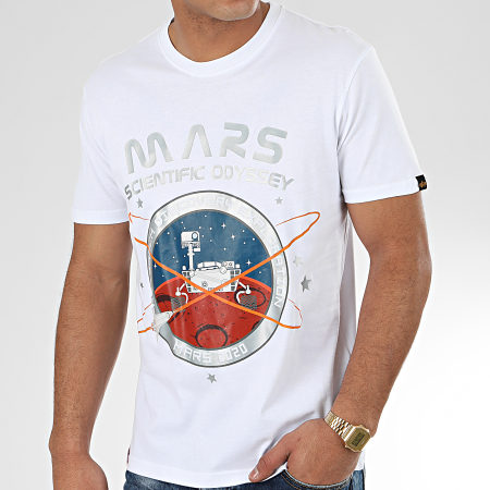 Alpha Industries - Tee Shirt Mission To Mars 126531 Blanc Argenté