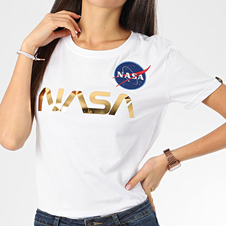 Alpha Industries - Tee Shirt NASA PM 198053 Blanc Doré
