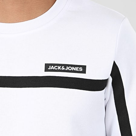 Jack And Jones - Sweat Crewneck A Bandes Super Cell Blanc