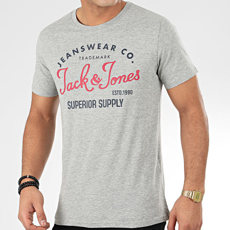 Jack And Jones - Tee Shirt Logo Gris Chiné