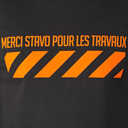 13 Block - Tee Shirt Manches Longues Travaux Noir Orange