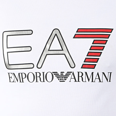 EA7 Emporio Armani - Tee Shirt 3HPT05-PJ03Z Blanc Argenté Rouge