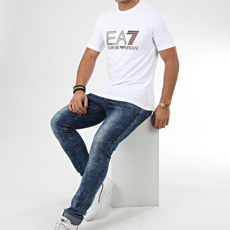 EA7 Emporio Armani - Tee Shirt 3HPT05-PJ03Z Blanc Argenté Rouge