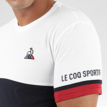 Le Coq Sportif - Tee Shirt Tricolore N1 2010438 Blanc Bleu Marine