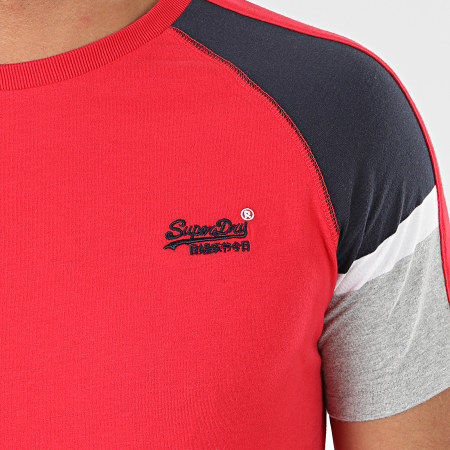 Superdry - Tee Shirt OL Crafted Casual Baseball M1000083A Rouge Bleu Marine Gris Chiné