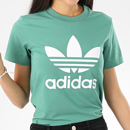 Adidas Originals - Tee Shirt Femme Trefoil FM3300 Vert Blanc