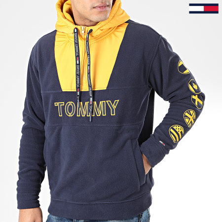 Tommy Jeans - Sweat Col Zippé Capuche Tommy Logo 7397 Bleu Marine