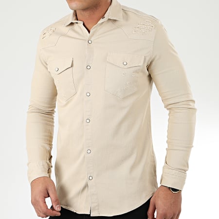 Uniplay - Chemise Jean Manches Longues 181 Beige