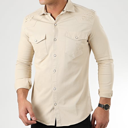 Uniplay - Chemise Jean Manches Longues 181 Beige