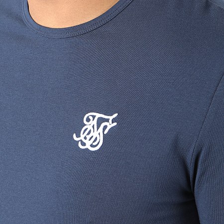 SikSilk - Tee Shirt Manches Longues Oversize Core Gym 15817 Bleu Marine