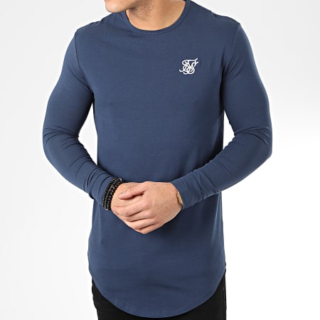 SikSilk - Tee Shirt Manches Longues Oversize Core Gym 15817 Bleu Marine