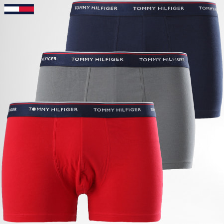 Tommy Hilfiger - Lot De 3 Boxers Premium Essentials 3842 Bleu Marine Gris Rouge
