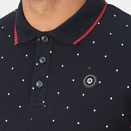 Jack And Jones - Polo Manches Courtes All Over Print Bleu Marine
