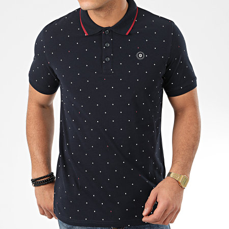 Jack And Jones - Polo Manches Courtes All Over Print Bleu Marine