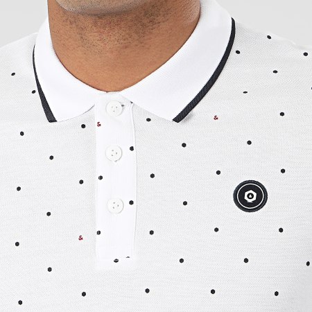 Jack And Jones - Polo Manches Courtes All Over Print Blanc