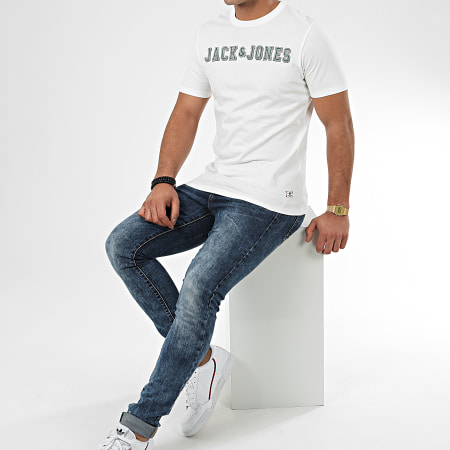 Jack And Jones - Tee Shirt Logo Blanc Cassé