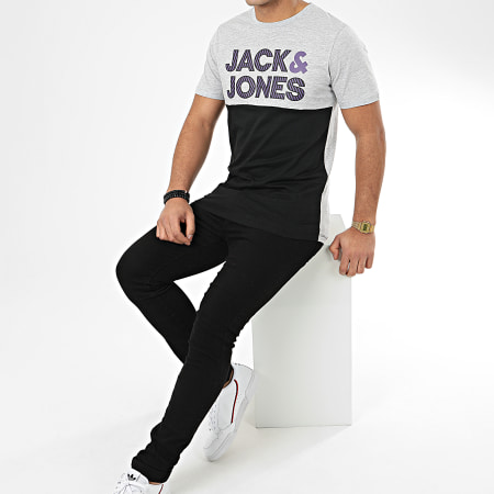 Jack And Jones - Tee Shirt Miller Gris Chiné Noir