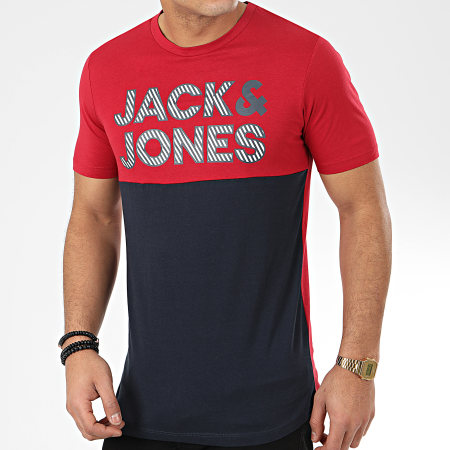 Jack And Jones - Tee Shirt Miller Bordeaux Bleu Marine
