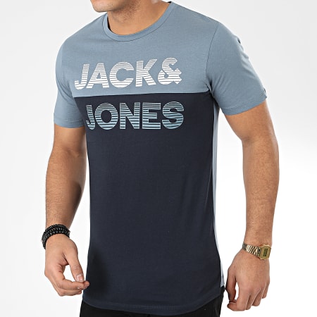 Jack And Jones - Tee Shirt Miller Bleu Clair Bleu Marine