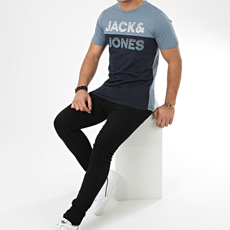 Jack And Jones - Tee Shirt Miller Bleu Clair Bleu Marine