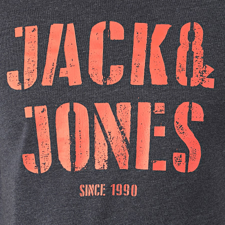 Jack And Jones - Tee Shirt Jay Bleu Marine Chiné Orange