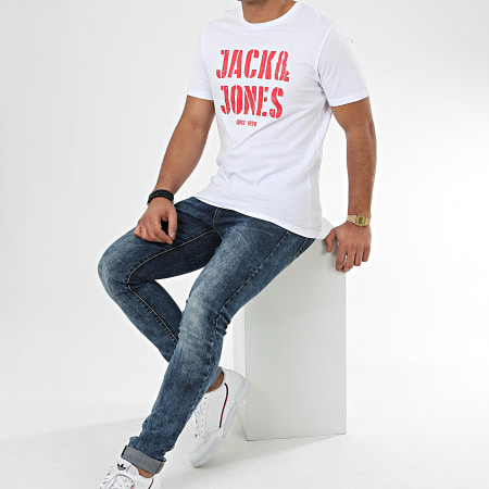 Jack And Jones - Tee Shirt Jay Blanc Rouge