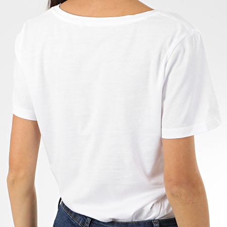Only - Tee Shirt Femme Col V Pure Life Blanc