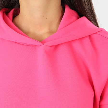 Only - Sweat Capuche Crop Femme Neon Rose