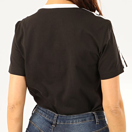 adidas - Tee Shirt Femme A Bandes Essential FN5776 Noir Blanc