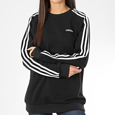 adidas - Sweat Crewneck Femme Oversize A Bandes Essential Boyfriend FN5782 Noir Blanc