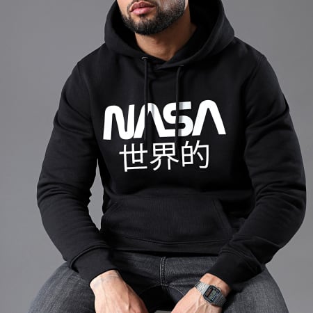 NASA - Sweat Capuche Japan Logo Noir Blanc