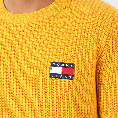 Tommy Jeans - Pull Tommy Badge 7418 Jaune Moutarde
