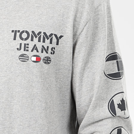 Tommy Jeans - Tee Shirt Manches Longues Bubbled Flags 7441 Gris Chiné