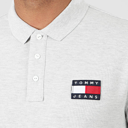 Tommy Jeans - Polo Manches Courtes Tommy Badge 7456 Gris Chiné