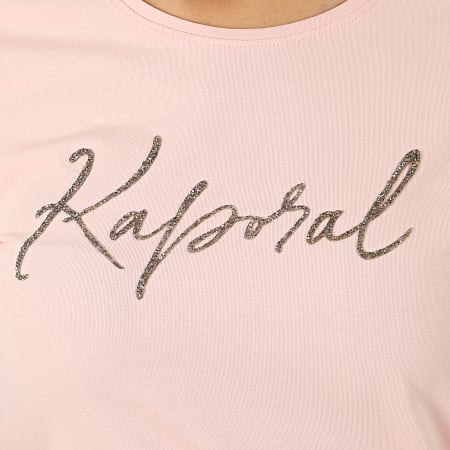 Kaporal - Tee Shirt Femme Avec Strass Raxie Rose Clair