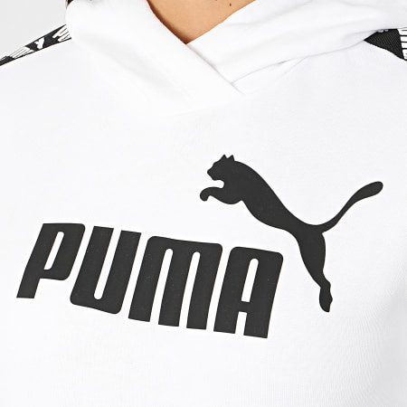 Puma - Sweat Capuche Femme A Bandes Amplified 581220 Blanc Noir