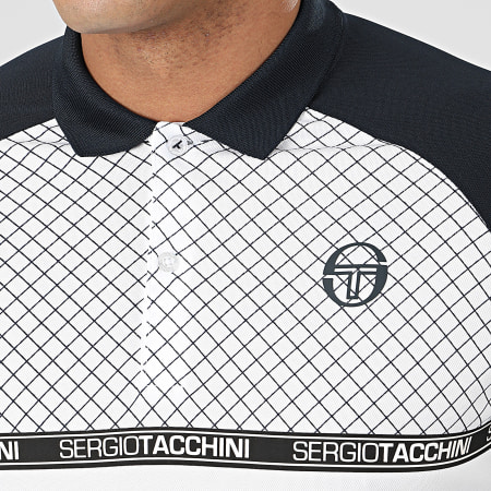 Sergio Tacchini - Polo Manches Courtes Fosh 38662 Blanc Bleu Marine