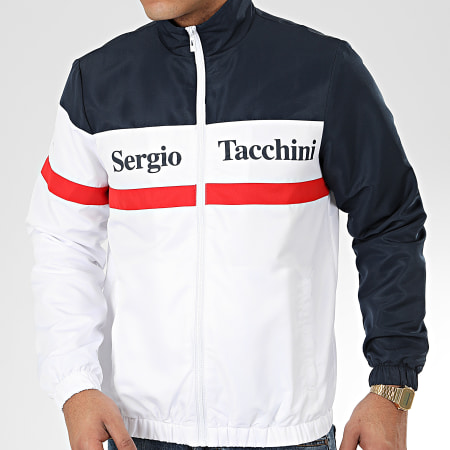 Sergio Tacchini - Veste Zippée Tricolore Foza 38720 Blanc Bleu Marine Rouge