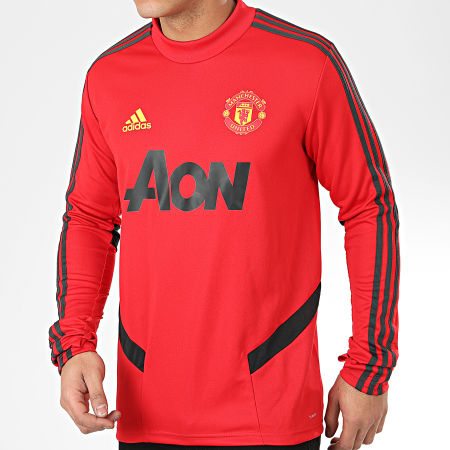 Adidas Performance - Maillot De Foot Manches Longues A Bandes Manchester United FC DX9038 Rouge