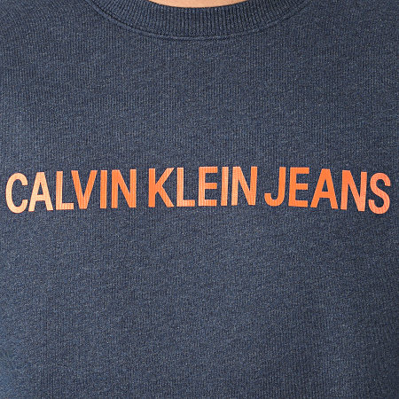 Calvin Klein - Sweat Crewneck Institutional Logo 7758 Bleu Marine Chiné