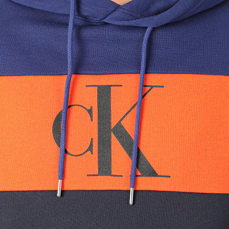 Calvin Klein - Sweat Capuche Blocking Statement Logo 4121 Bleu Marine Orange