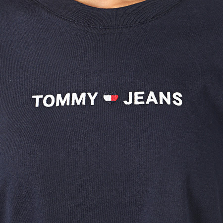 Tommy Jeans - Tee Shirt Femme Linear Logo Detail 7530 Bleu Marine