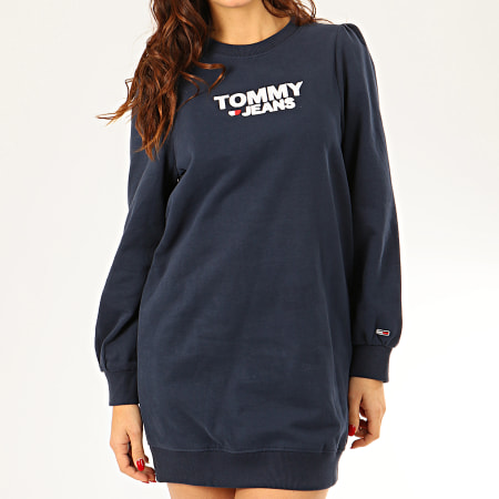 Tommy Jeans - Robe Sweat Crewneck Femme Heart Logo 7592 Bleu Marine