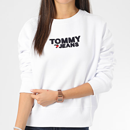 Tommy Jeans - Sweat Crewneck Femme Corp Heart 7804 Blanc